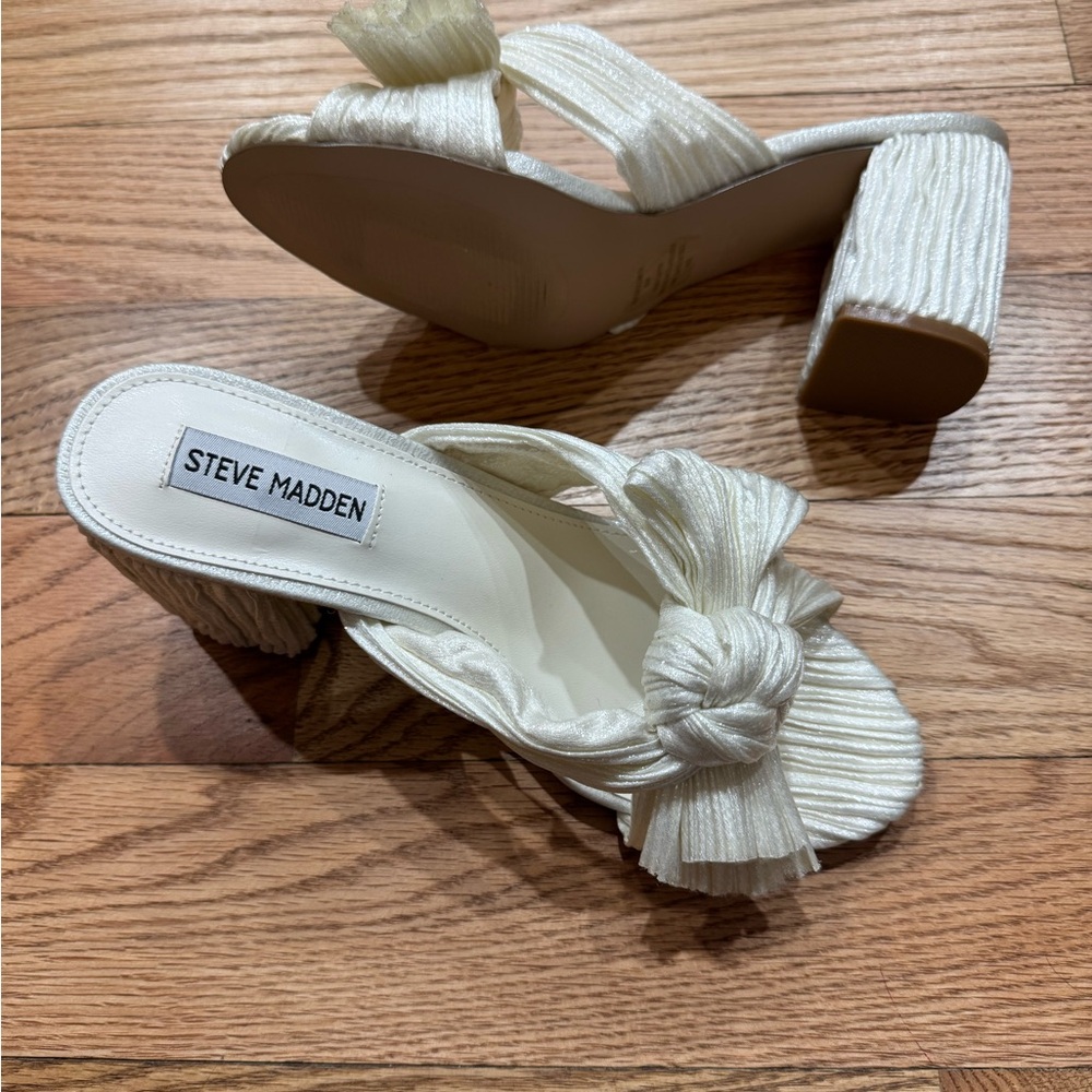 Steve Madden White Block Heels